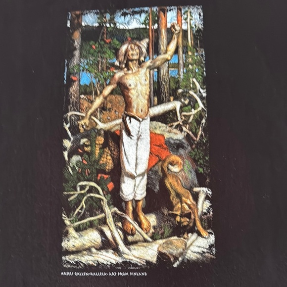 R Collection Black Graphic T-Shirt Vintage Finnish Design Size L - Picture 5 of 7